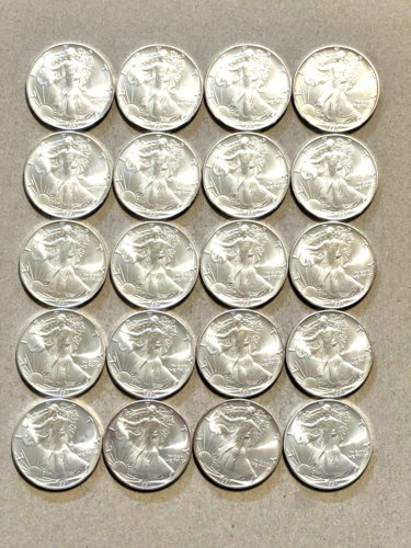 1991 American Eagle Silver Dollar Roll; QTY. 20; Brilliant Shiny; BU;  Lot 13 - Picture 1 of 11