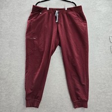 FIGS Women Scrub Pants XXL Burgundy Red Zamora Jogger 28" Inseam Pockets READ