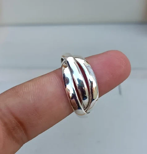 925 Sterling Silver Handmade Silver 3 Rolling Band Ring ,5Mm Rolling S  All Size