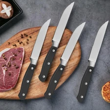 8-Piece Kitchen Steak Knife Set, 4.5", Black