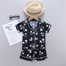 Kids Mickey Mousee Ice Silk Short Sleeved Pajamas Boy/Girl Set 3T