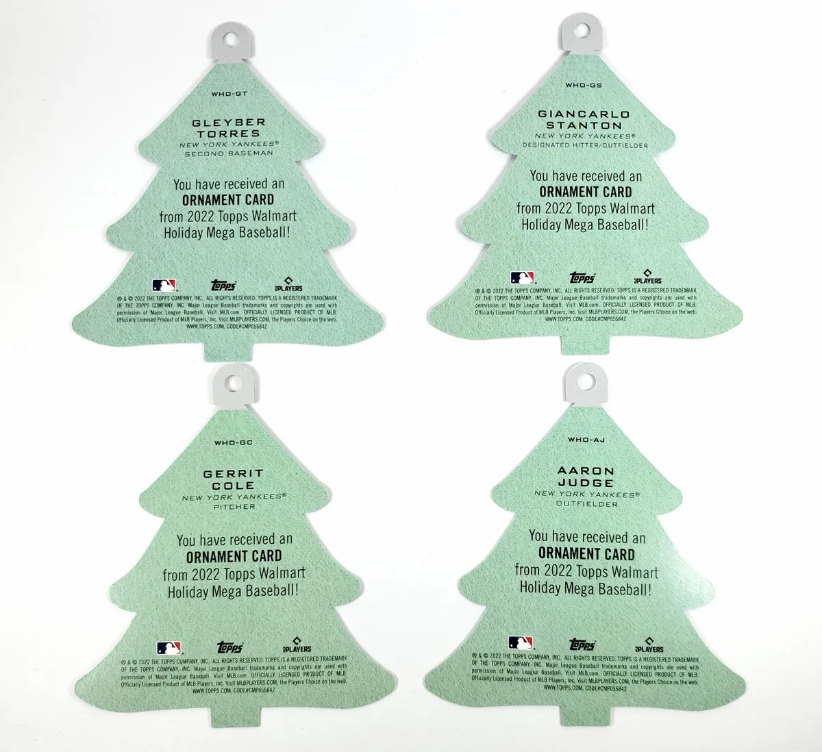 2022 Topps Holiday Giancarlo Stanton Christmas Tree Ornament Card