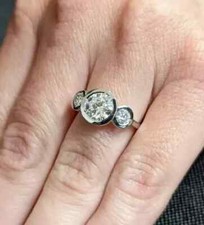 2Ct Round Cut VVS1 Moissanite Bezel Set Engagement Ring 14K White Gold Plated