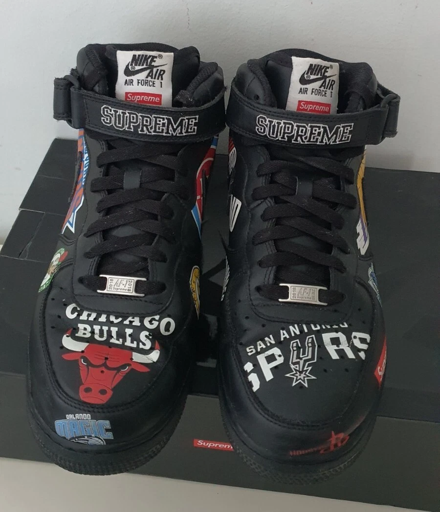 Lot chaussures baskets SS18 Supreme Nike Air Force 1 Mid noir US 10 UK 44 NBA