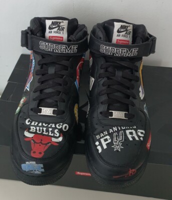SS18 Supreme Nike Air Force 1 Mid Black US 10 UK 9 EUR 44 Sneaker Schuhe Lot NBA