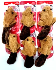 Kong Dr Noyz (6) Beaver SMALL Plush Squeaky Puppy Dog Fetch Toy w/Xtra Squeakers