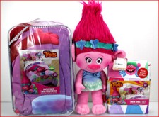 5 Piece - TROLLS Reversible Comforter Sheet Set POPPY Plush Doll - TWIN