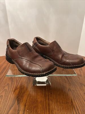 Clarks Men's Escalade Step Brown Leather Slip On Comfort Casual Loafer Size  10M