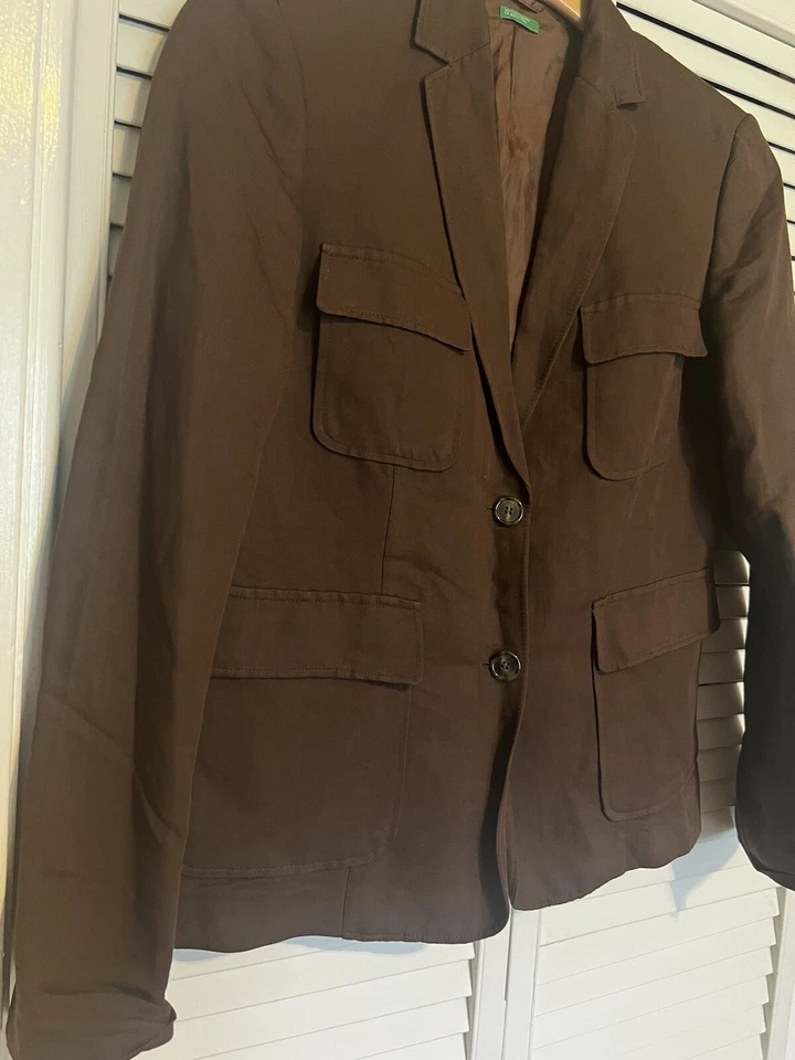 Chaqueta Blazer UNITED COLORS OF BENETTON Mujer Talla XL Grande Mezcla Lino EU 46 Foto 4 de 4