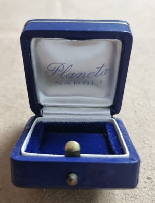 Planeta Jewels Napoli Vintage Blue Leather Jewelry Box 1960-1970s'
