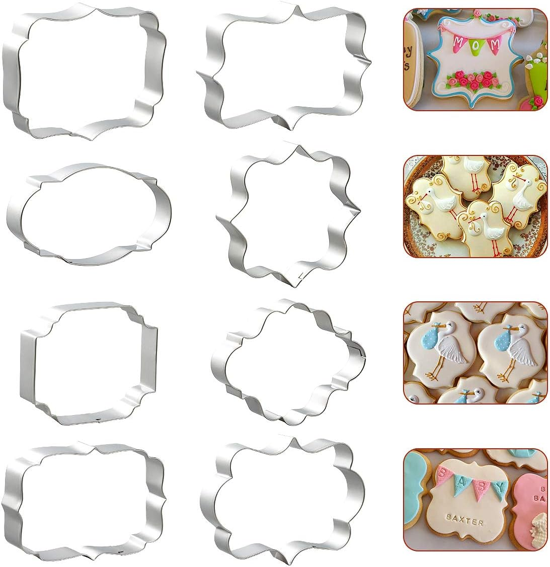 8 PCS  Stainless Steel Plaque Frame Cookie Cutters