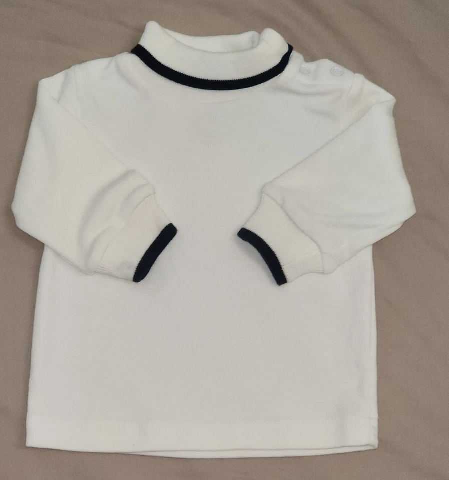 CAMISETA ELEGANTE JERSEY BLANCO CUELLO FALSO MANGA LARGA BEBÉ NIÑO STARTING OUT 6M Foto 2 de 4