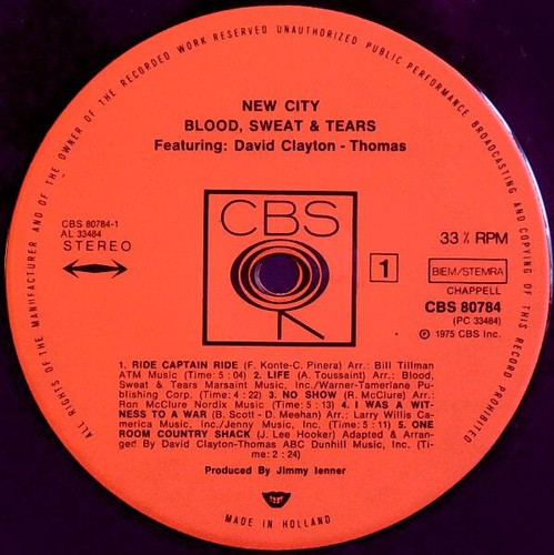 Blood, Sweat And Tears / New City / Vinyl / Jazz Rock / Latin Jazz / CBS - Picture 3 of 3