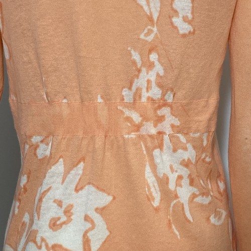 Chico's Cardigan Women's Small Orange Linen Cotton Floral Open Front Boho Chic - 第 9/13 張圖片