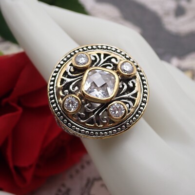 Premier Designs Clear Crystal Medallion Gold Silver Tone Legacy