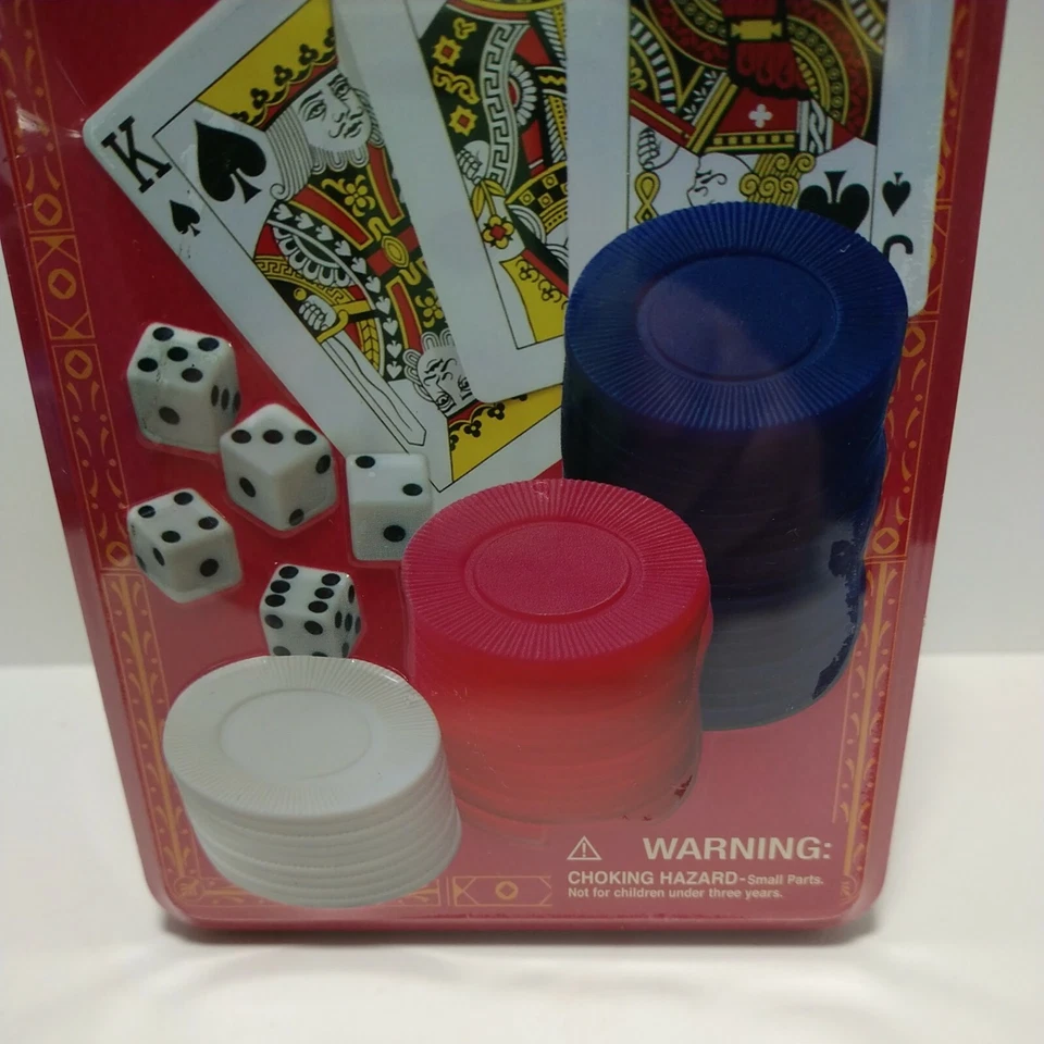 Vintage Cardinal Collectors Poker Set Playing Cards 100 Chips 5 Dice Tin Sealed - Image 3 of 4