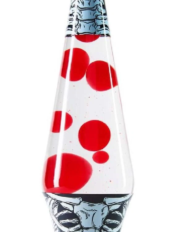 17 Inch Clear Liquid Red Wax Lava Lamp 32 Ounce Skeleton Inspired