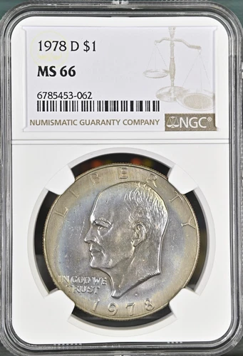 1978-D $1 Eisenhower Dollar NGC MS66   Rainbow Toning 6785453-062