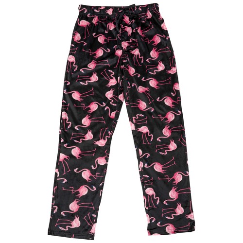 Crazy Boxers Flamingo All Over Print Pajama Pants Black - 第 3/15 張圖片