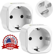 2 Adaptador De Corriente Europeo A Americano USA Convertidor EU To US 110 V NEW.