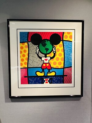 Romero Britto  Mickey s World  Signed Limited Edition Framed Serigraph Art