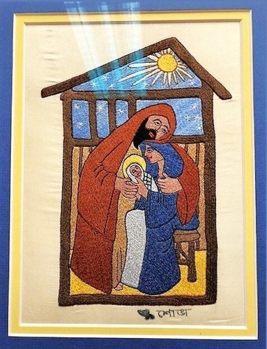 Gerahmte Krippenstickerei (N136) *gebraucht* - Bild 4 von 4