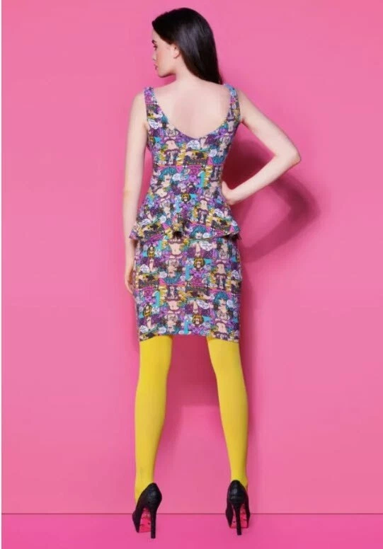 Vestido gráfico de cómic con estampado de dibujos animados Peplum de Betsey Johnson Lulu M Foto 4 de 4