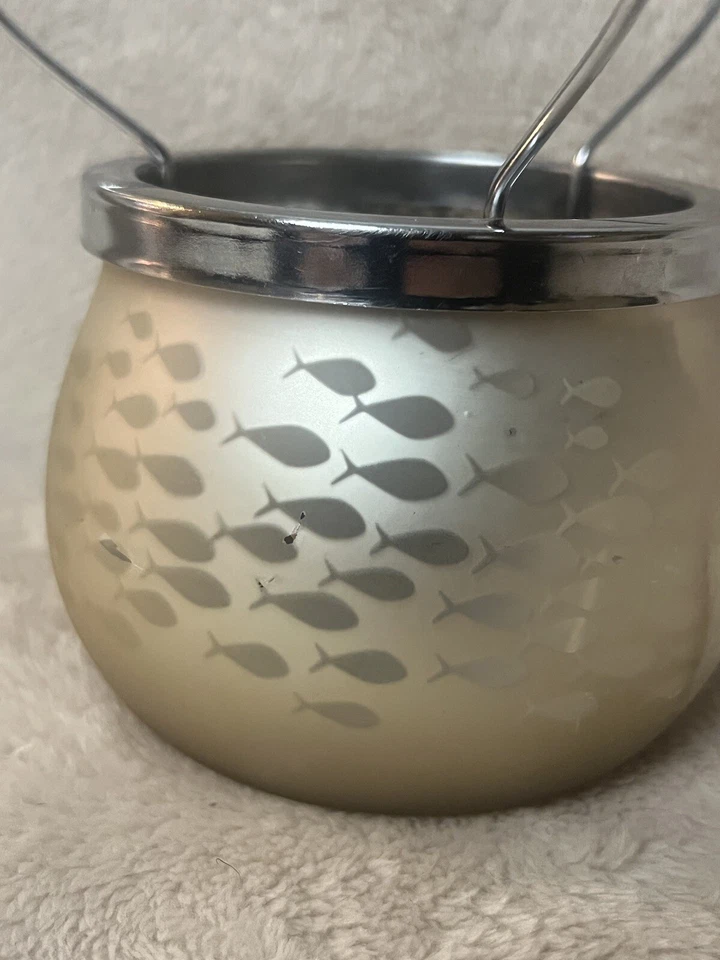 Candelabro Yankee de vidrio parpadeante pescado esmerilado luz de té candelabro decoración de playa Foto 4 de 4