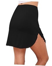 Half Slips for Women Underskirt Short Mini Skirts Lace Curved Half Medium Black
