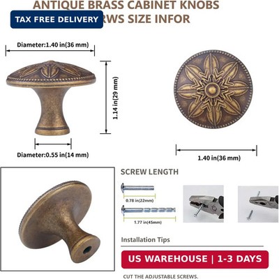 vintage dresser knobs Sunburst Cabinet Ornate Floral Design with Distressed Finish Kitchen Drawer Knobs Antique Brass / Knob with Back Plate E / 2 Pack Product Description Wooden Vintage Knob - Wooden