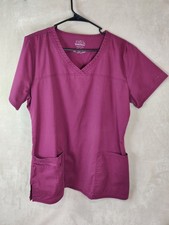 Cherokee Scrub Top Women's Size Medium Maroon V-Neck