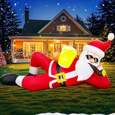 6FT Inflatable Lying Santa Claus Outdoor Decoration with LED