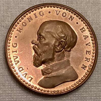 ~Germany 1913 Kingdom of Bavaria 2 Marks Copper Pattern Ludwig III Choice Proof