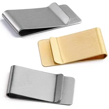 3 Pack Small Men's Slim Money Clip, Stainless Steel Credit Business Card Holder