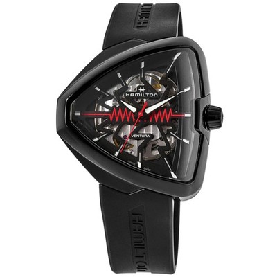 New Hamilton Ventura Elvis80 Auto Black Skeleton Dial Men's Watch H24535331