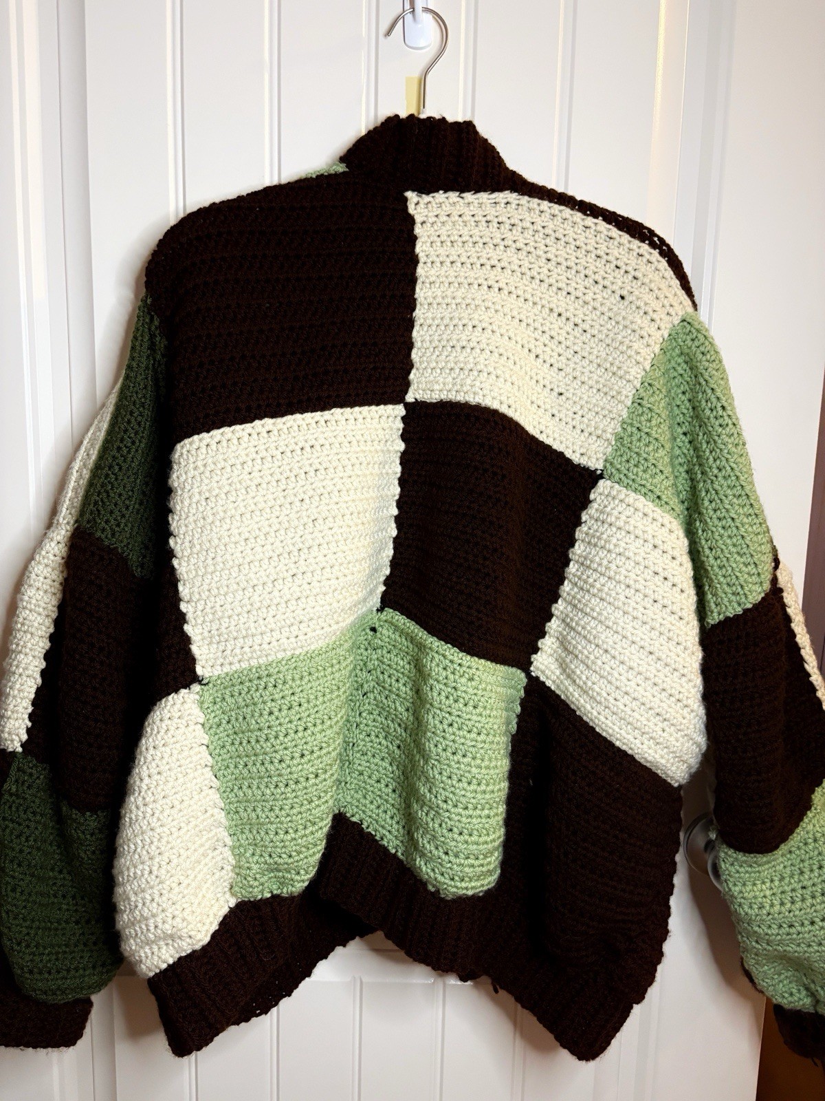 Handmade Oversized Crocheted Patchwork Cardigan - image 2