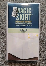 Magic Skirt TWIN Bed Skirt White Tailored 15" Drop Length Wrap Around New