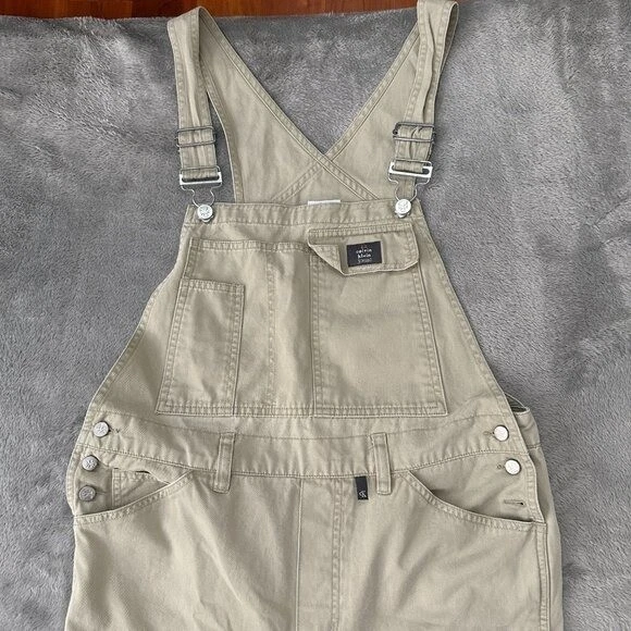Mono con tirantes vintage caqui Calvin Klein MEDIANO para mujer pierna ancha holgado carpintero Foto 2 de 4