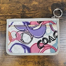 COACH Poppy Change Purse Cards Keychain Credit Card Key Ring