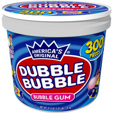 Dubble Bubble Gum, Individually Wrapped, 300 Pieces in resealable tub