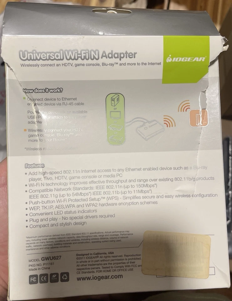 IOGEAR GWU627  Universal Ethernet to Wi-Fi N Adapter - Image 2 of 2