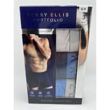 Perry Ellis Portfolio Cotton Stretch Boxer Briefs Multicolor 3 Pack Size S.