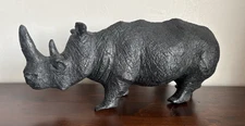 Pre-owned Rare Hand Carved African Heavy Iron Wood Rhinoceros