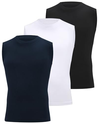Jungen ärmelloses Kompressionsshirt Kinder sportlich Medium schwarz+weiß+marineblau - Bild 2 von 7