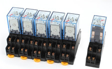 6 Pcs AC 110/120V 5A Coil 5Mm DIN Rail DPDT 8Pins Power Relay  Base