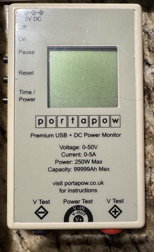 PortaPow Premium USB + DC monitor di alimentazione/multimetro/amperometro DC - Foto 2 di 2