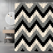 Modern Zigzag Black and Grey Shower Curtain - Stylish Bathroom Decor