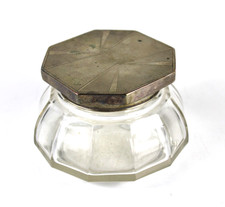 Scatola vaso da TOILETTE Art Déco in Argento 800 (50g) e Vetro massiccio DESIGN