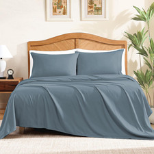 home Sheet Set Queen Size, 4-Piece Bedding, Lightweight Super Soft Easy Care M