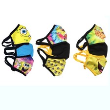 Kids Boys Girls SpongeBob Squarepants 3-Pack Reusable Face Masks Choose Design